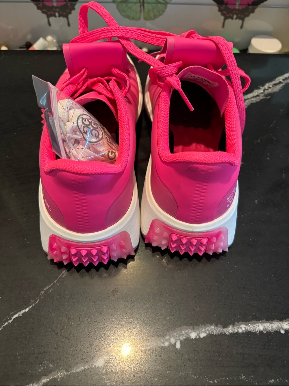 G/FORE Bright Hot Pink Fringe Kiltie Lace-Up Sneakers - Picture 4 of 6